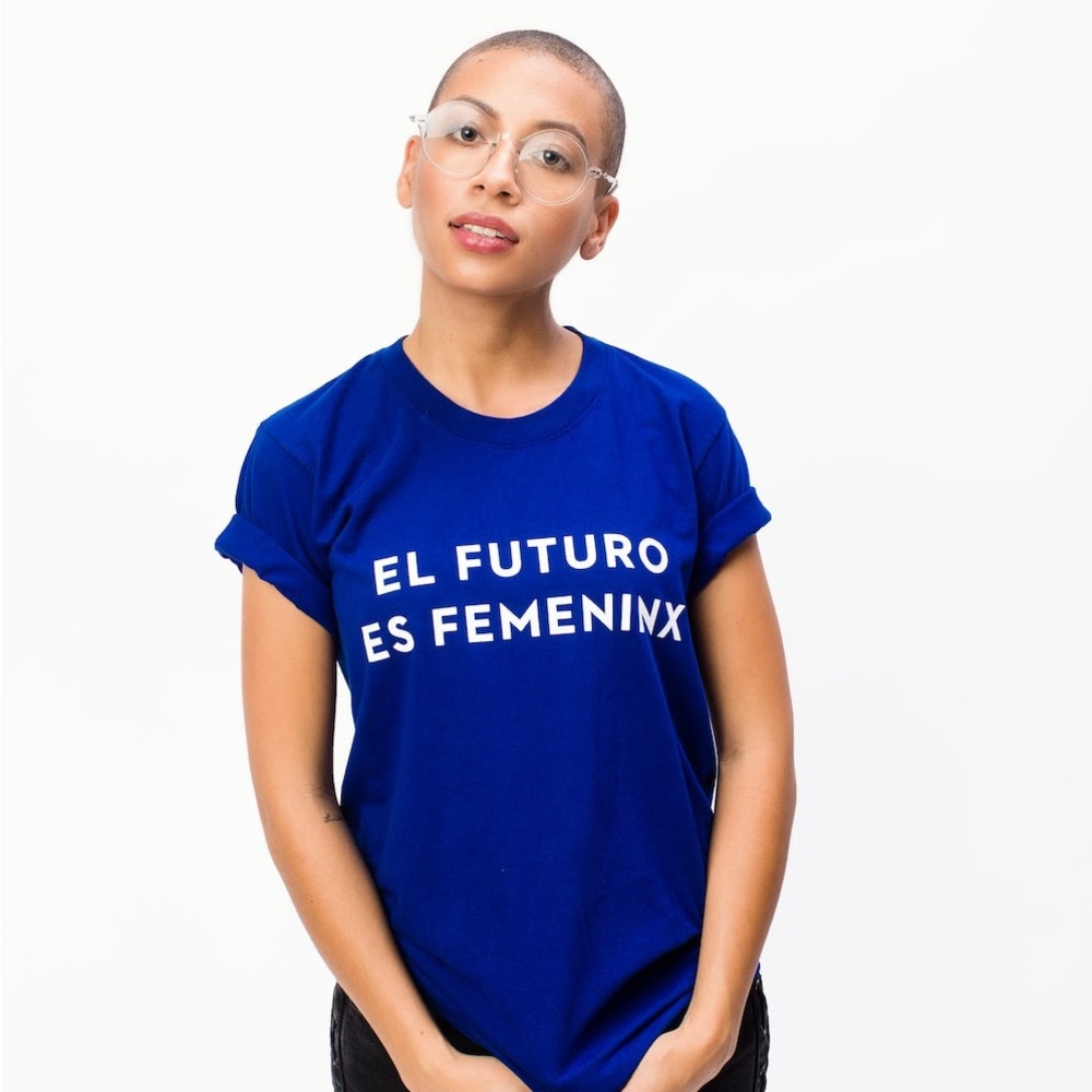 Otherwild Blue and White Short Sleeve Tee with Bold Slogan